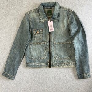 Wild Fable Denim Jacket Retro XXS Blue NEW Zip Up Utility Acid Wash 331062691